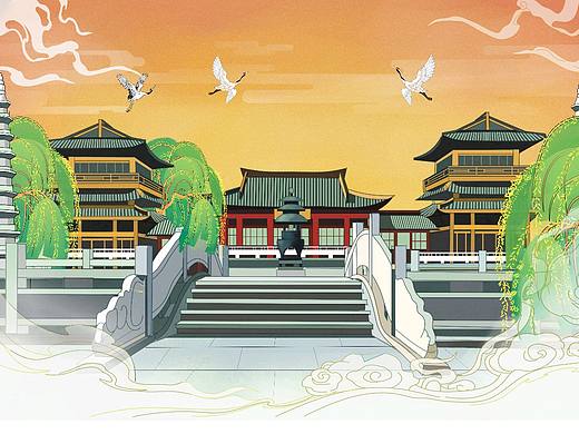 “杭州运河十景”主题插画