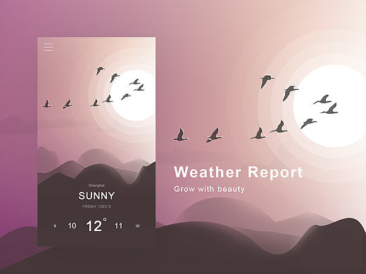 Weather Report APP（個人主頁-ZMTk0MzMzMTI=） - APP界面 - 站酷設(shè)計師littleqiaor原創(chuàng)素材 - 站酷ZCOOL