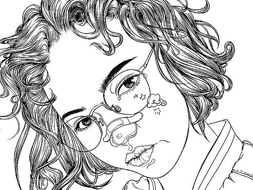 人物白描，插画，线稿