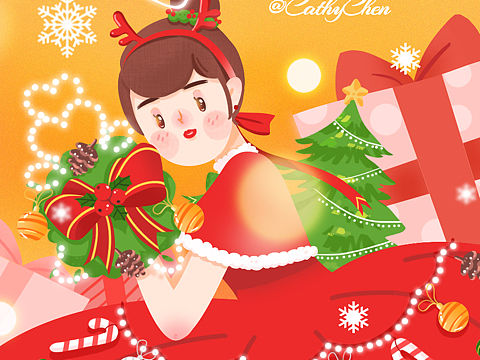 圣誕快樂（個人主頁-ZMzIxNjcyNjQ=） - 創(chuàng)作習作 - 站酷設計師CathyChen萌萌噠原創(chuàng)素材 - 站酷ZCOOL