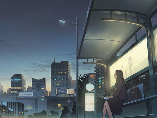 车站等候的女孩