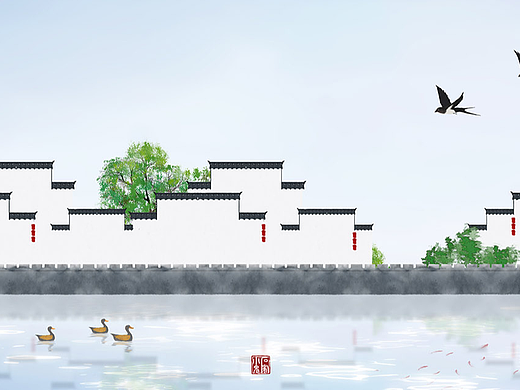 春日江南中国风插画