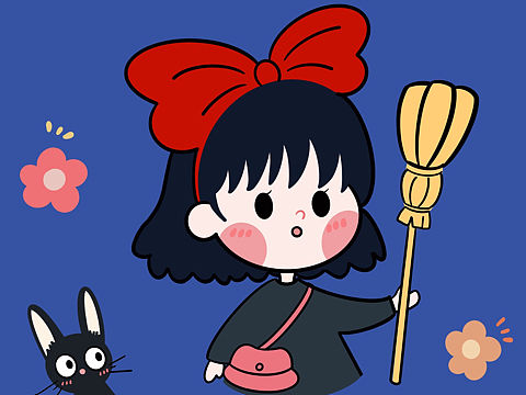 手绘个小魔女宅急便Q版