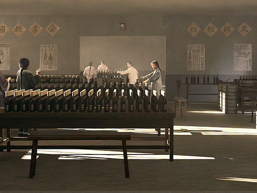 张裕红酒博物馆滚动大屏手绘场景