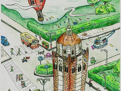 天津理工大学原创手绘插画