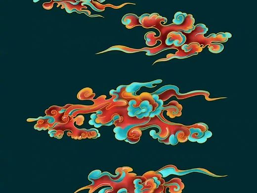 一组国潮敦煌系列元素插画