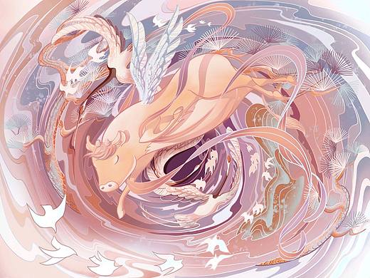 飞天牛-松鹤延年