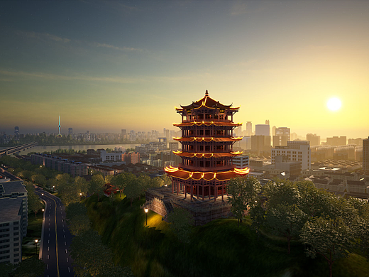 UE4/UE5武汉黄鹤楼智慧城市场景