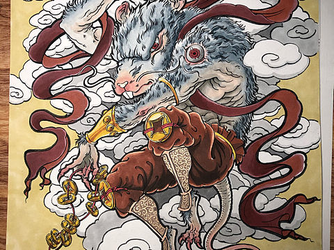 庚子鼠年生肖贺图——个人原创插画设计