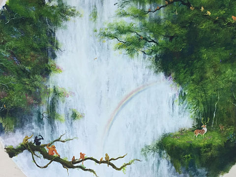 一派白虹起，千寻雪浪飞