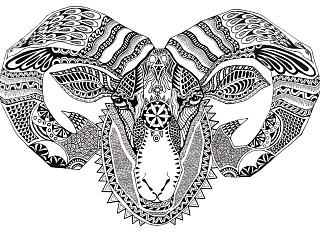 羊~黑白装饰插画