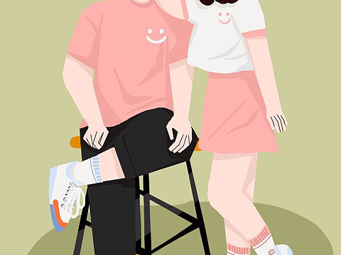 夸张夸张扁平人物插画