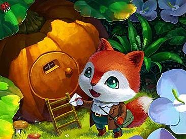 （娃他妈）手绘狐狸森林小屋插画