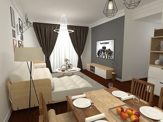 给自己家客厅做的效果图