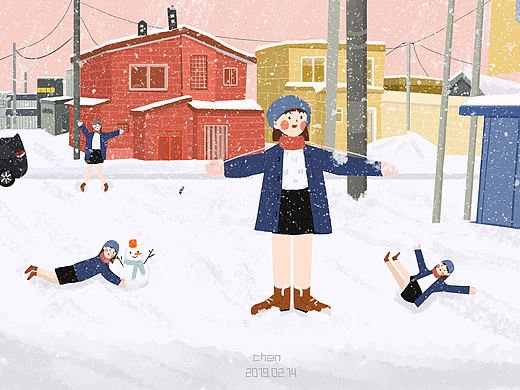 下雪天（个人主页-ZMzMyNTAzNjg=） - 创作习作 - 站酷设计师甜橙c原创素材 - 站酷ZCOOL