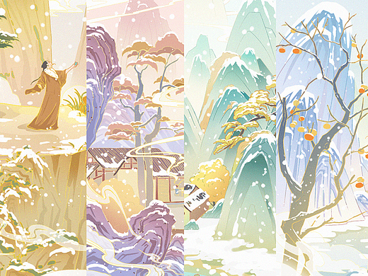 国潮插画《酒与雪》