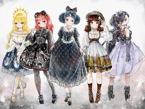 ipad水彩—-“lolita洛丽塔”立绘、伞柄图、成品