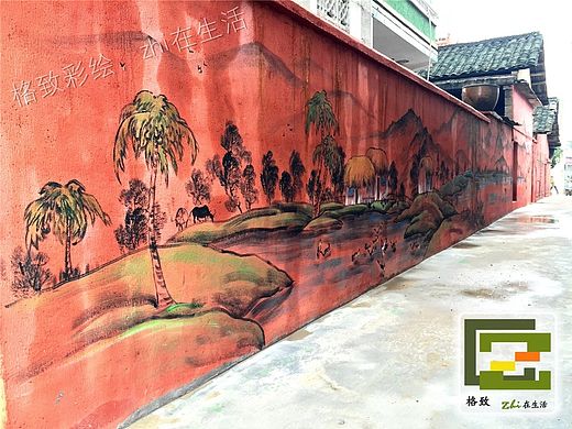 长沙宁乡偕乐桥农耕文化墙墙绘项目、墙绘壁画