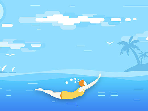 Dribbble（追波）渐变风格--足球、游泳