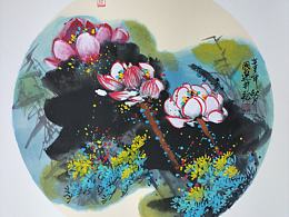 泼彩荷花系列作品