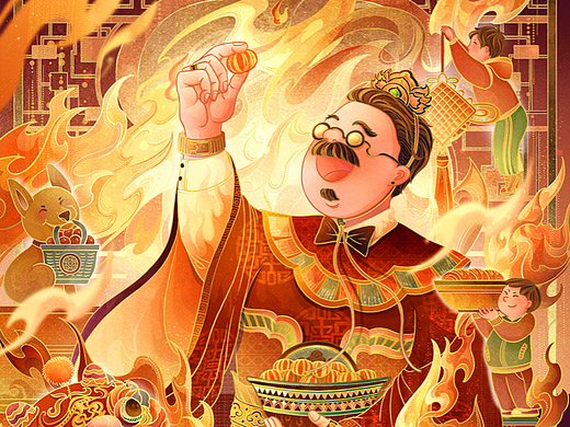 国风灶王新绘