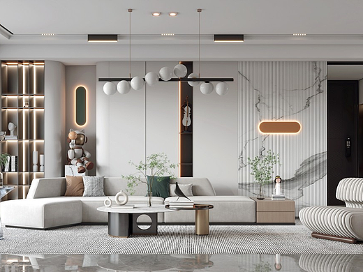 现代风轻奢客餐厅效果图