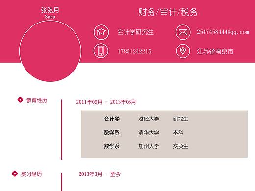 【Dunky】水红色粉色财会类简历女生小清新简约风格（个人主页-ZMTg4MTI3MDg=） - PPT/Keynote - 站酷设计师Dominic_Z原创素材 - 站酷ZCOOL
