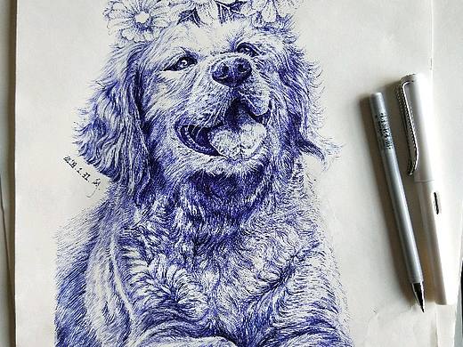 圆珠笔画狗狗（个人主页-ZMjU5NTM3NDQ=） - 绘画 - 站酷设计师沧海蝴蝶1122原创素材 - 站酷ZCOOL