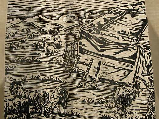 牧羊图木刻版画