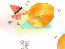 水彩插画 冬日里的橘子