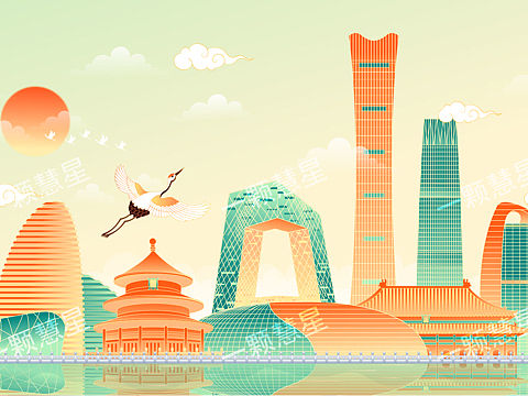 上海广州厦门深圳北京城市建筑矢量插画