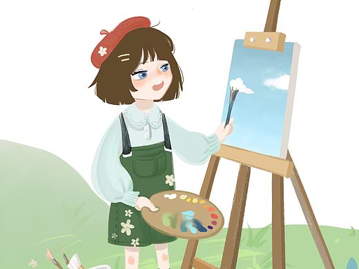 画画的小女孩（个人主页-ZNTE1Mzg3MDg=） - 创作习作 - 站酷设计师windersy原创素材 - 站酷ZCOOL