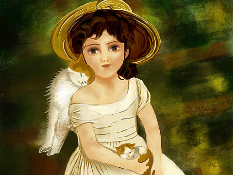 女孩與貓（個人主頁-ZMzg3NzEyMDg=） - 創(chuàng)作習(xí)作 - 站酷設(shè)計(jì)師Wendy在畫畫原創(chuàng)素材 - 站酷ZCOOL