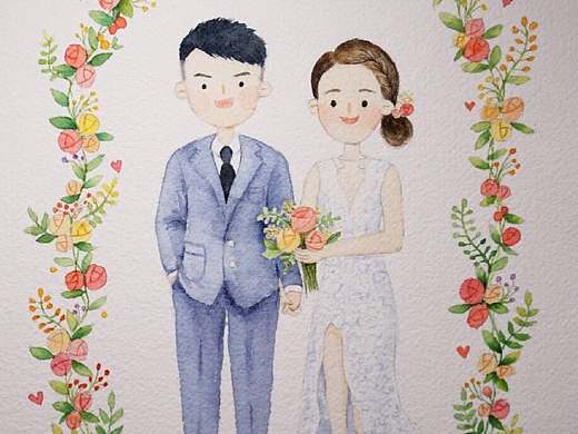 水彩婚照