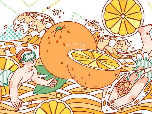 果汁饮品包装系列插画/循环图/矢量风