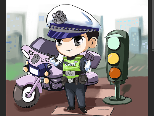 交通警察卡通 