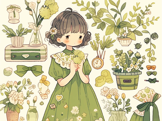 彩色手账贴纸风格插画