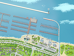 海口帆船码头手绘地图