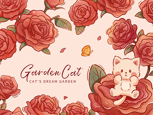 【原创插画】-  猫 咪 花 园 CAT&#39;S DREAM GARDEN