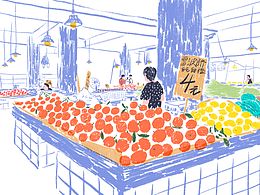彩铅速写风景插画
