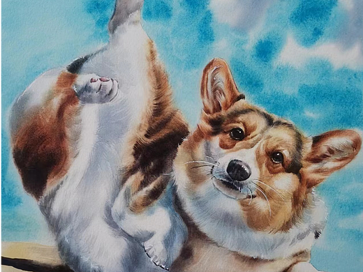 水彩狗狗
