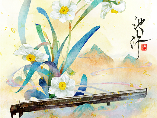 ipad非遗系列插画|古琴