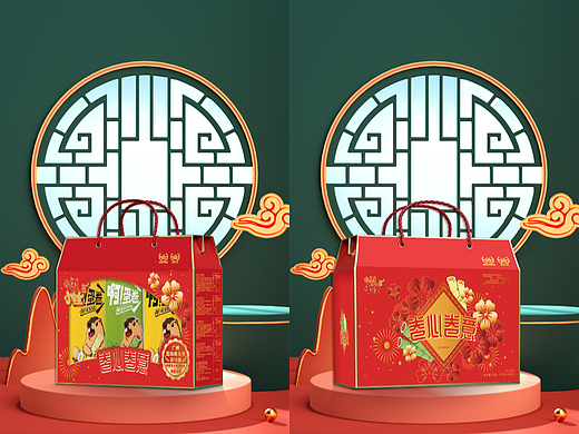 蛋卷礼盒#餐饮点心#礼盒透视窗包装设计中国风喜庆节日