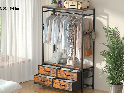 仿木布纹抽屉衣帽架