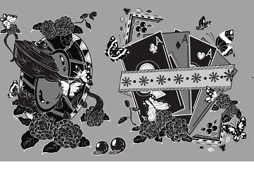 黑白胶带稿 蝴蝶花卉 已商用