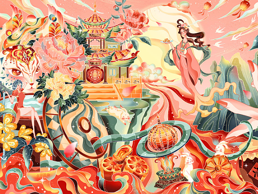 国风插画 |兔年|中秋佳节|嫦娥奔月|花好月圆 礼盒包装