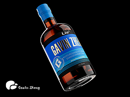 C4D-寬體圓柱酒瓶-建模渲染-G0001