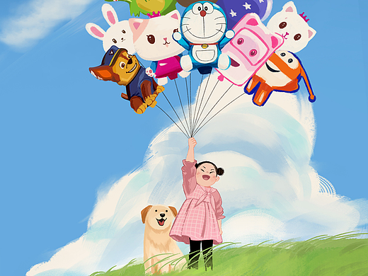 原创插画快乐童年