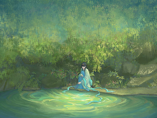 水边照影，华裾曳翠（个人主页-ZNjMwODYyNTY=） - 商业插画 - 站酷设计师迟去晚归原创素材 - 站酷ZCOOL