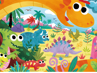 拼图插画《恐龙世界》